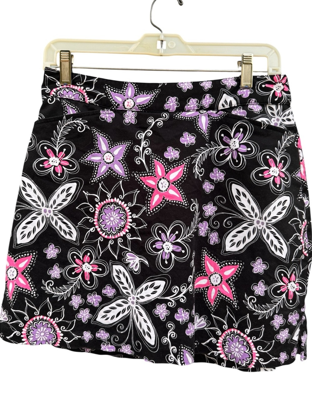 Lady Hagen Black Floral Golf Skort Skirt Size 4